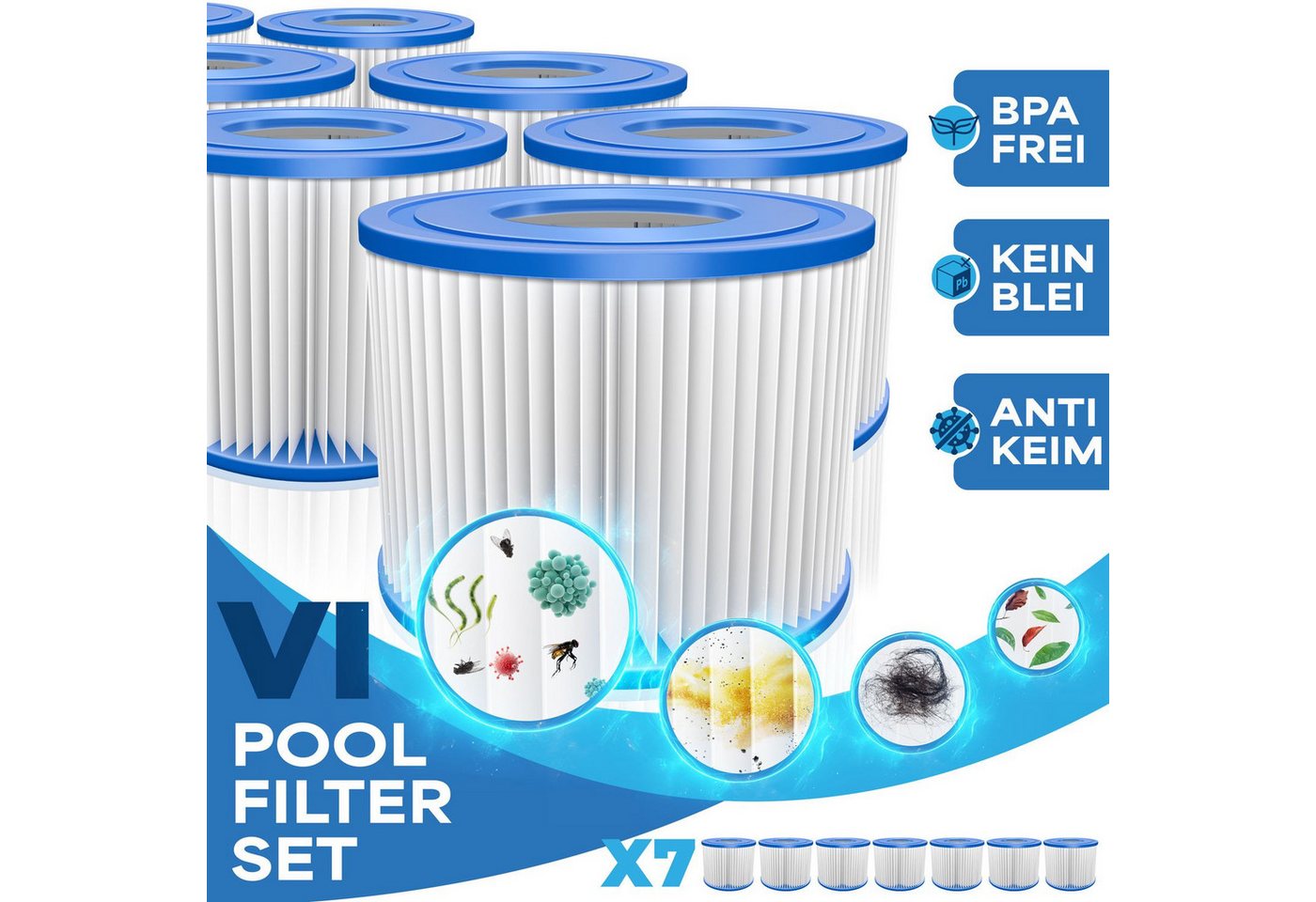 Thumbnail - KESSER Pool-Filterkartusche, Zubehör für SPA & Whirlpools, Poolfilter Ersatz Filter Kartuschen
