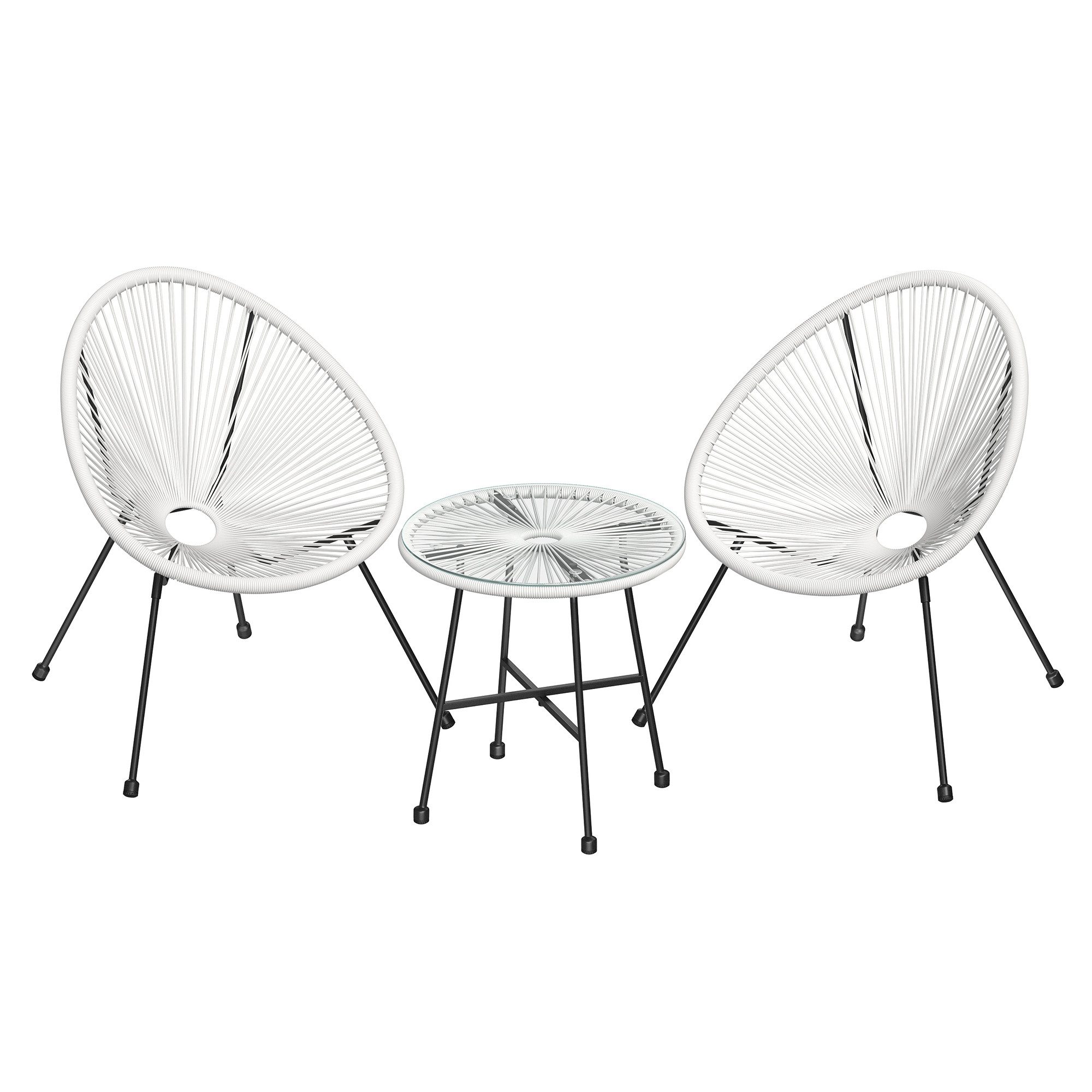SONGMICS Gartenlounge-Set Balkonmöbel, Gartenmöbel-Set, 3er Set, Sitzgruppe, Terrassenmöbel, (3-tlg., 1 Tisch, 2 Stühle), 2 Stühle, Innen- und Außenbereich, für Terrasse, Garten, Balkon
