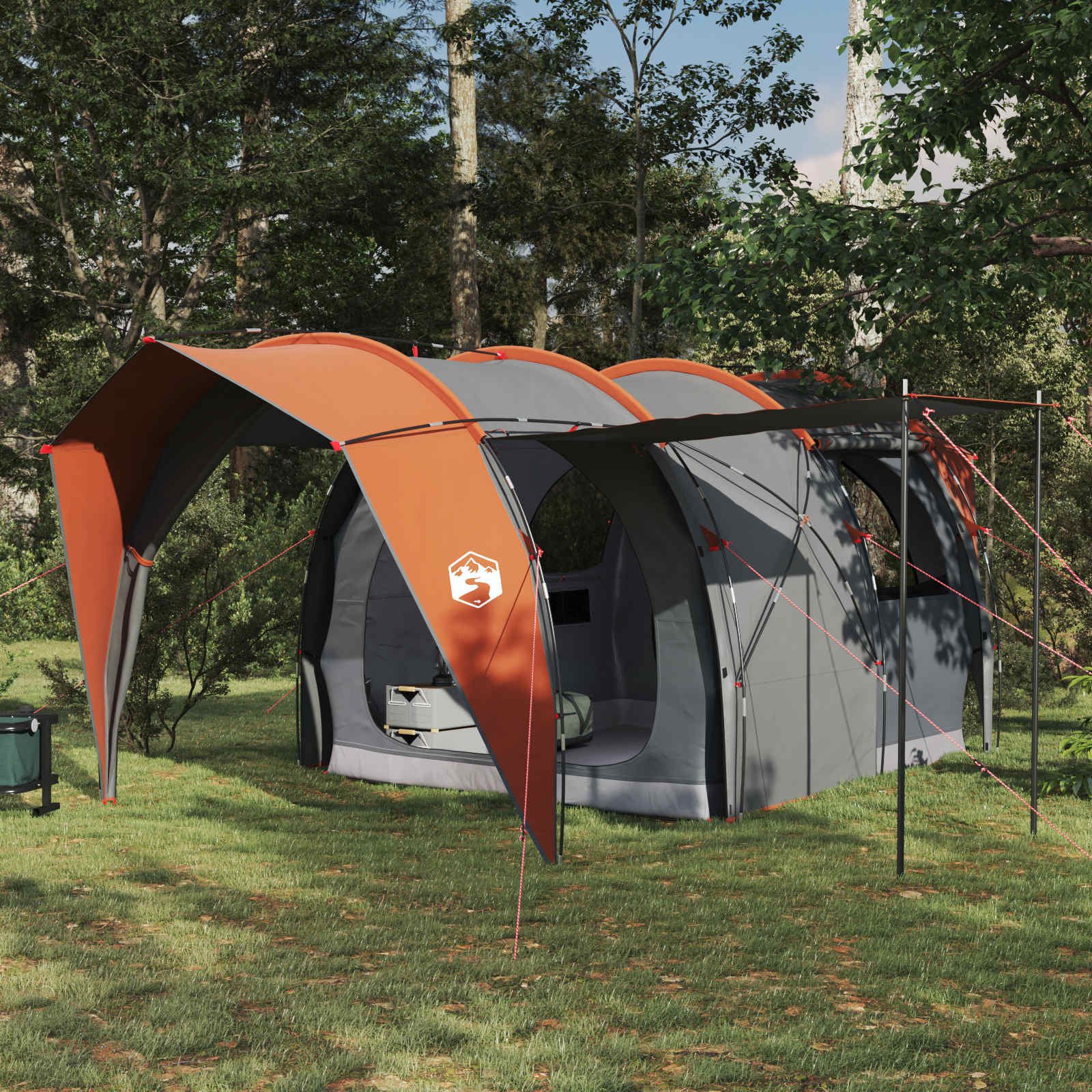 vidaXL Tunnelzelt Tunnelzelt Grau und Orange 382 x 262 x 214 cm, (1 tlg)