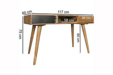 tinkaro Schreibtisch BASIL Massiv Holz Laptoptisch Braun
