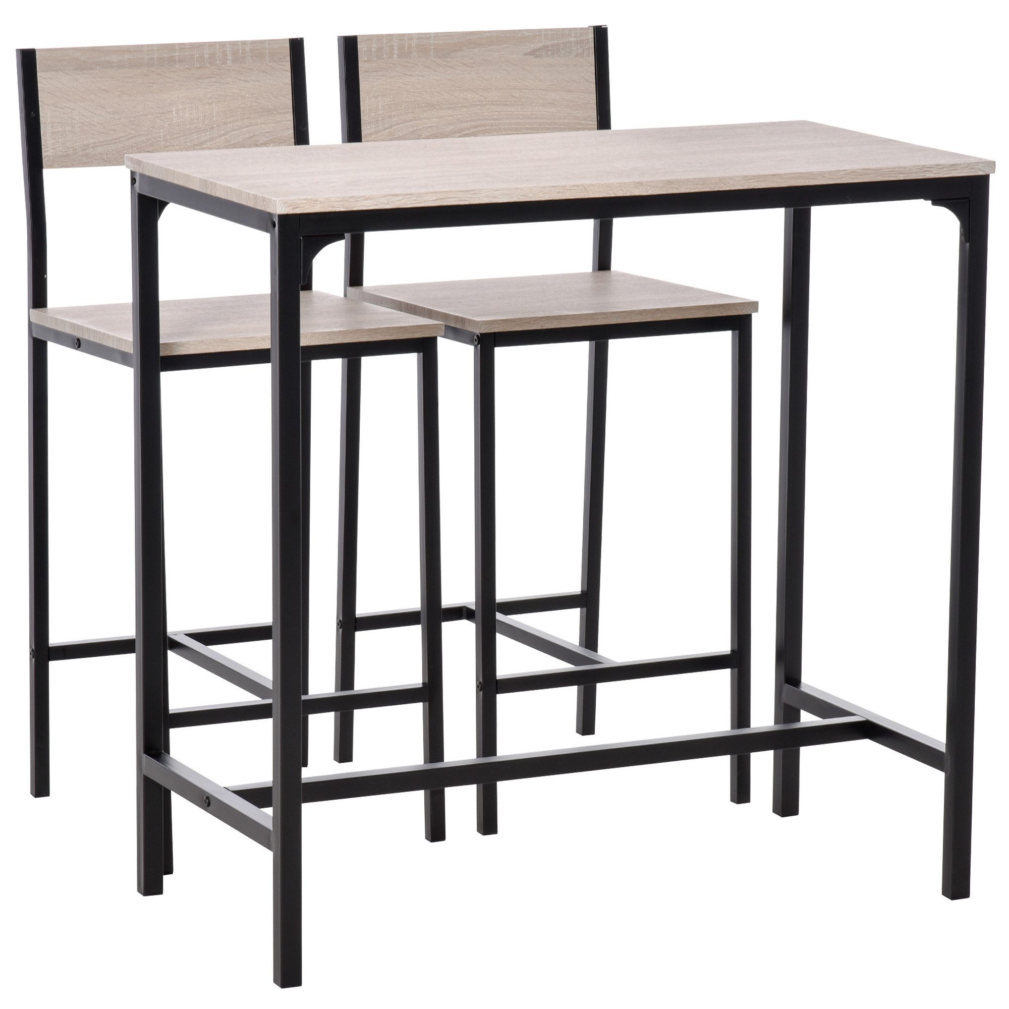 HOMCOM Bargruppe Esstisch mit 2 Barhocker, günstig online kaufen