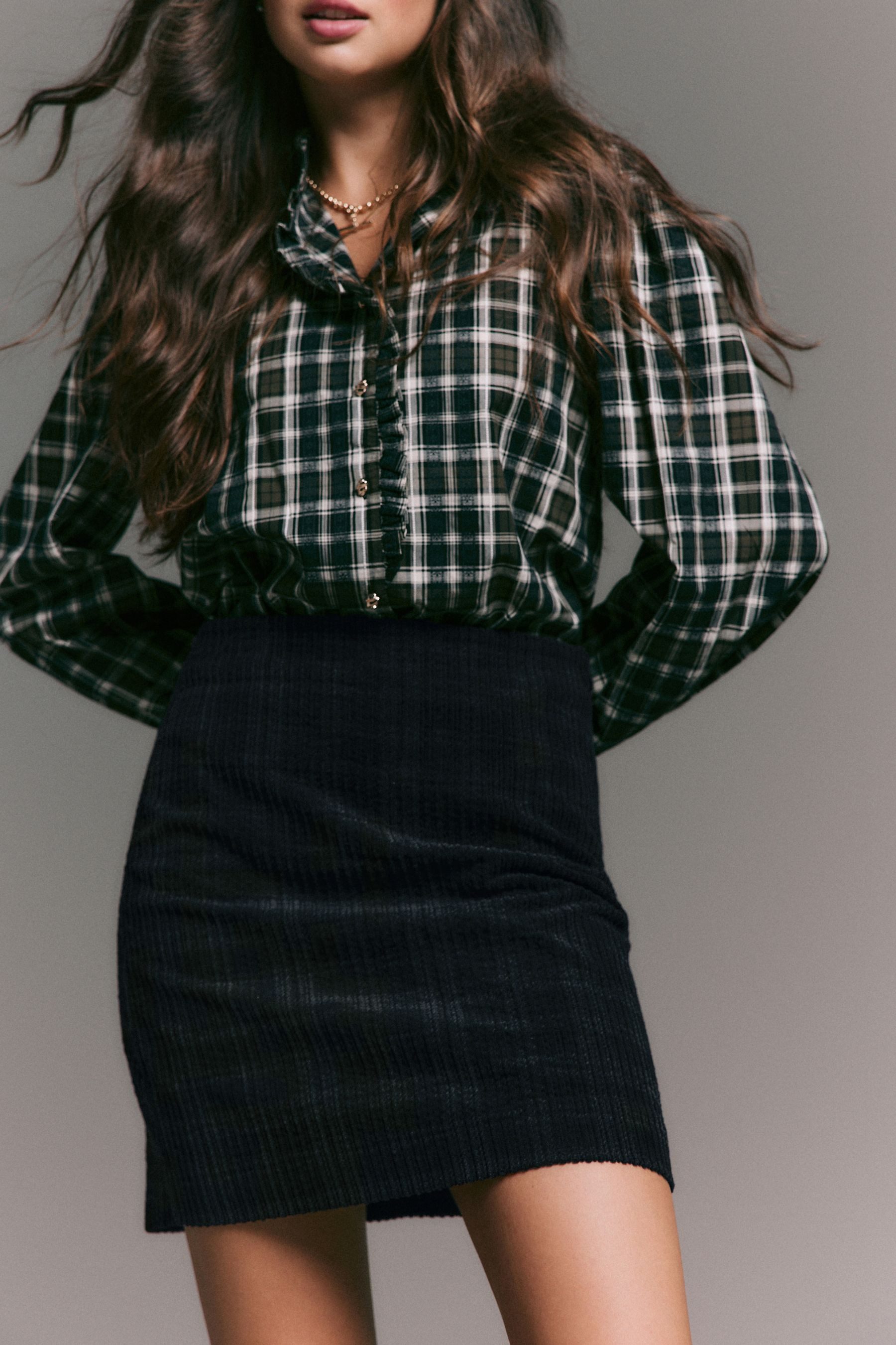 Next Minirock Minirock aus Cord mit Karomuster, Kurzgröße (1-tlg)