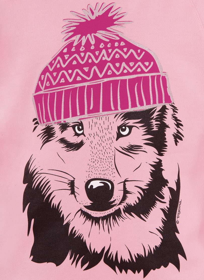 mit großem Kapuzensweatshirt Trigema Wolf-Motiv TRIGEMA Kapuzenpulli