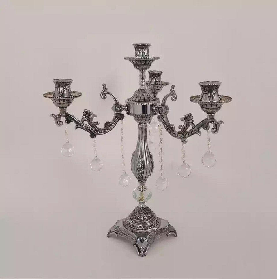 JVmoebel Kerzenständer Luxus Kerzenständer Nachttischlampe Wohnzimmer Silber (1 St., Kerzenständer), Made in Europe