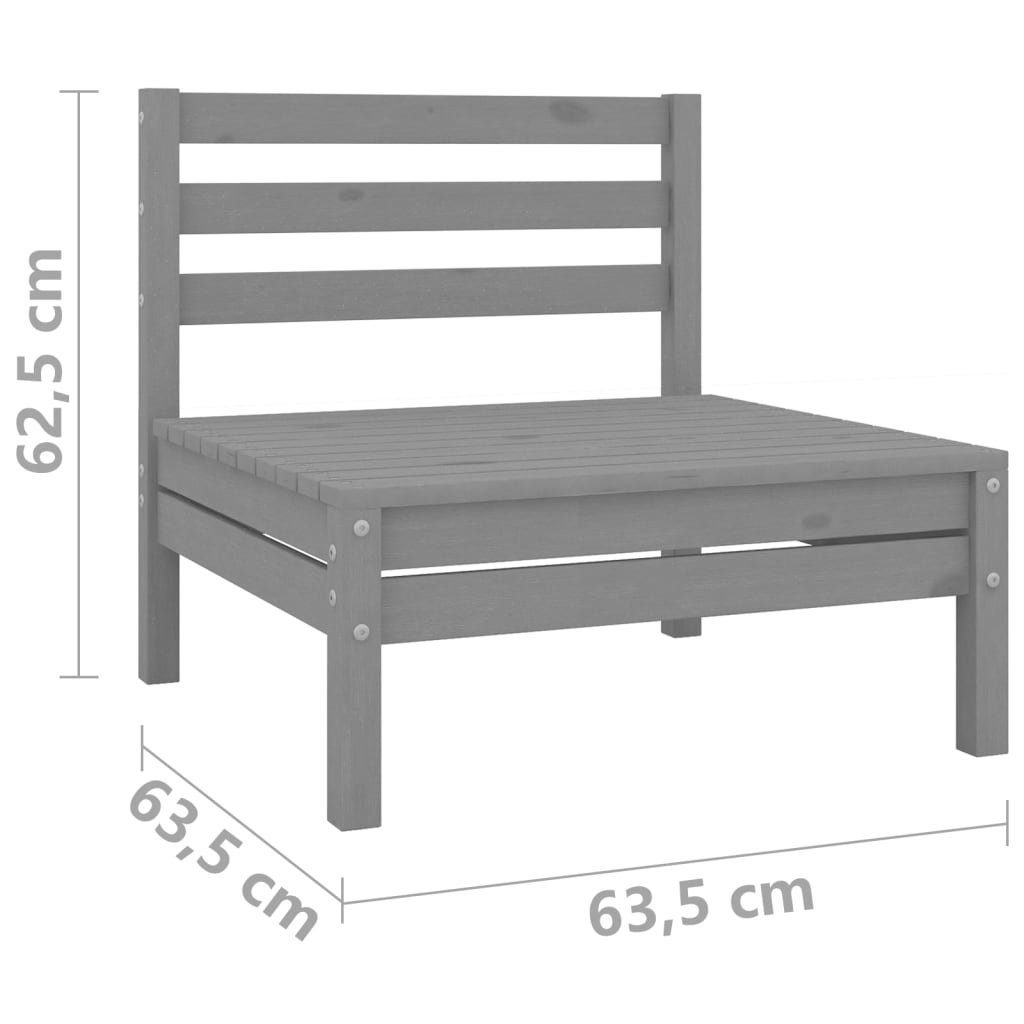 2-Sitzer-Gartensofa Teile 1 Massivholz, Loungesofa Grau vidaXL Kiefer