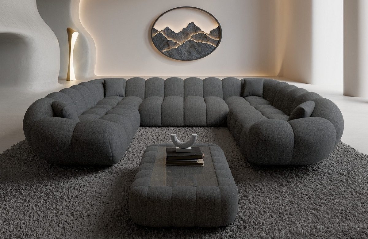 Sofa Dreams Loungesofa Maleron XXL Panorama Design Couch, 6-Sitzer, Polster Wohnlandschaft, Strukturstoff Bezug in Anthrazit