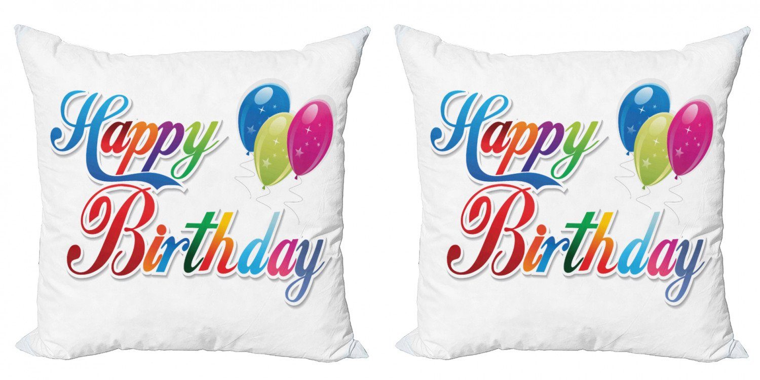 Digitaldruck, (2 Abakuhaus Modern Stück), Kissenbezüge Moderne Doppelseitiger Schreib Ballon Accent Geburtstag