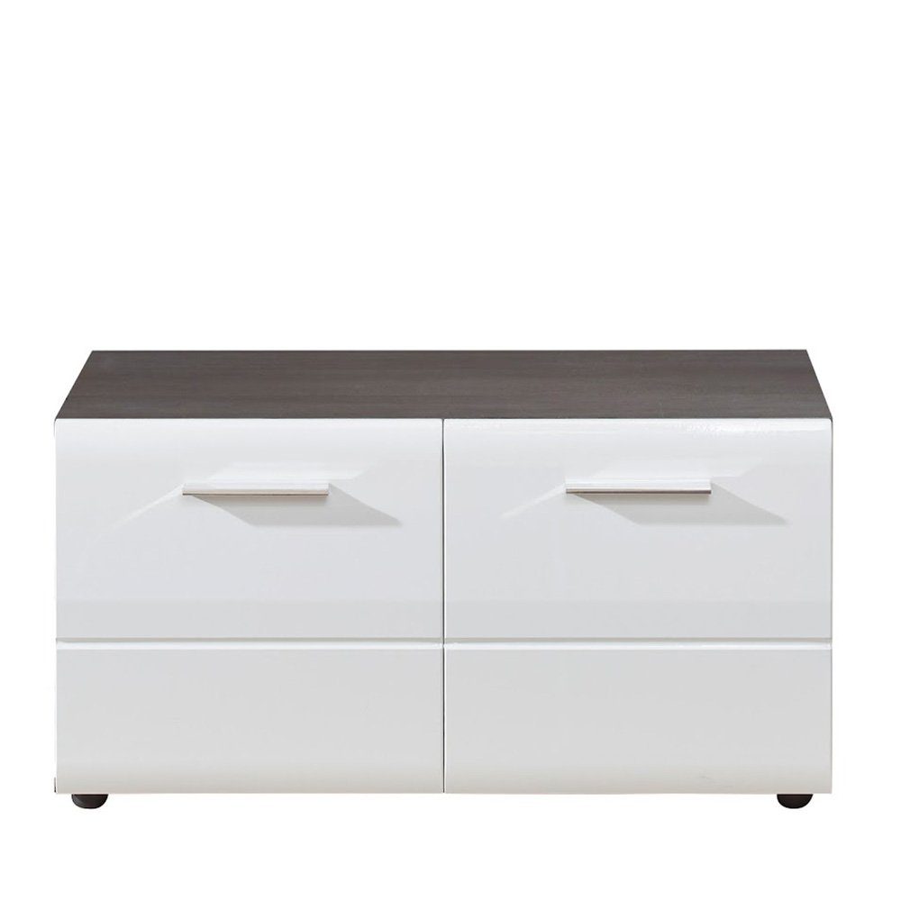 trendteam Sitzbank, Garderoben-Sitzbank Schuhbank Holzbank Schränkchen Weiß 80x41x35cm