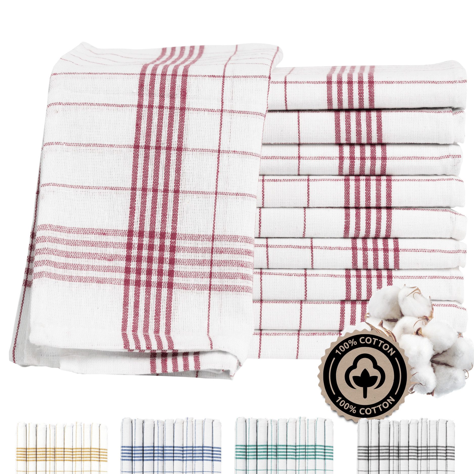 Zestri Geschirrtuch 10er-Set aus 100% Baumwolle, 50x70 cm Küchenhandtücher günstig online kaufen