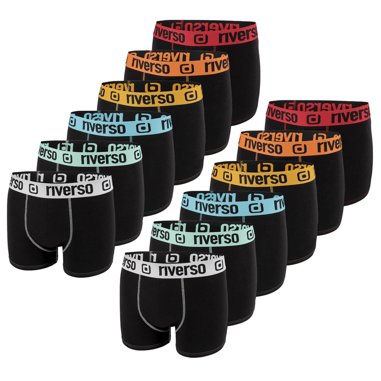 riverso Boxershorts Herren Retroshorts RIVOle Unterhosen (Vorteilspack, 12-St) Basic Boxer mit Stretch