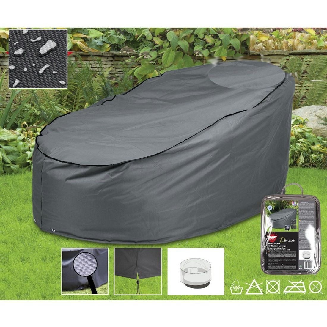 Boni-Shop Sonneninsel Schutzhülle Deluxe Rattan-Sonneninsel,ca.Ø200