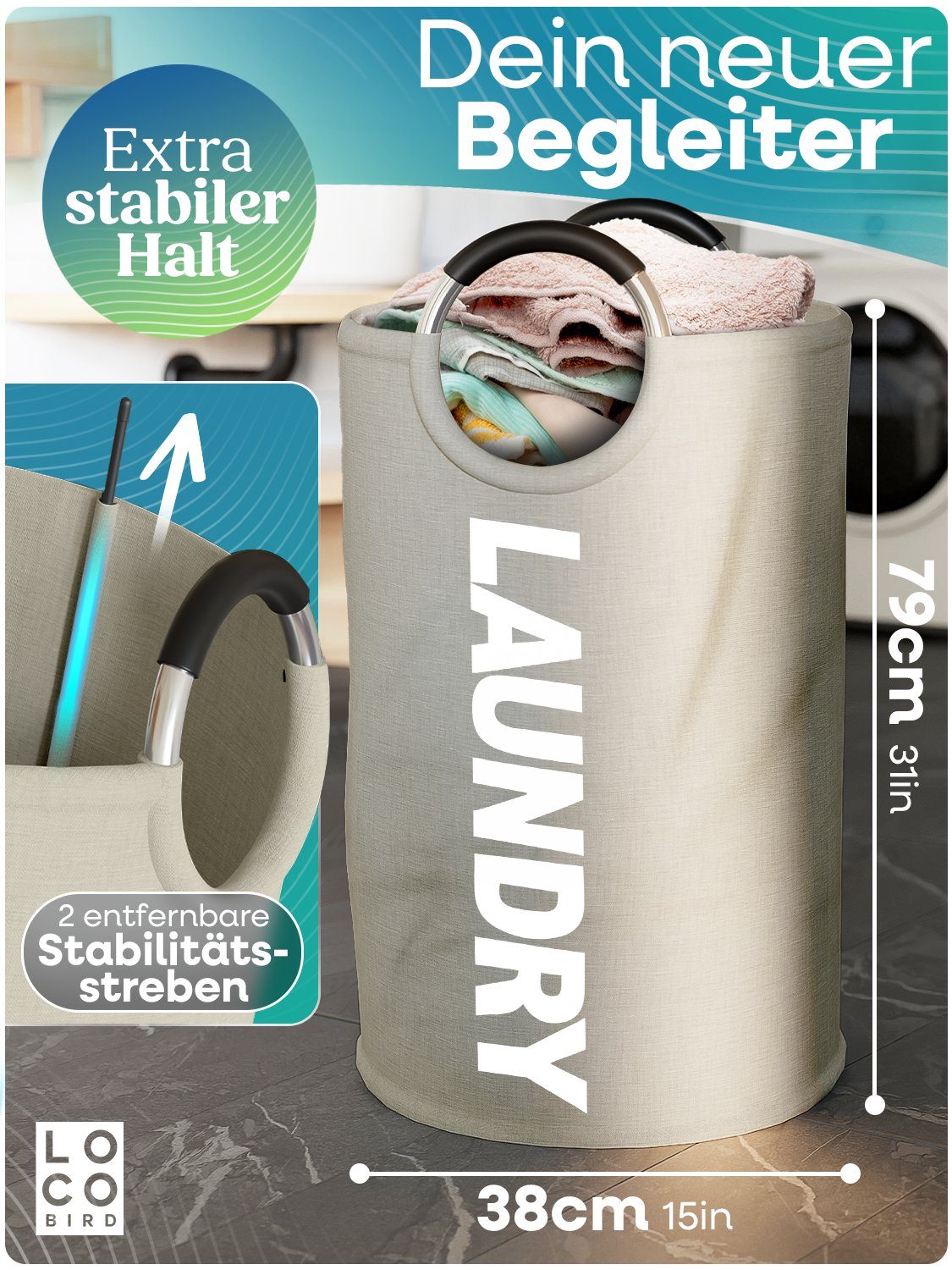 Loco Bird Wäschekorb Faltbarer 95L Kapazität günstig online kaufen