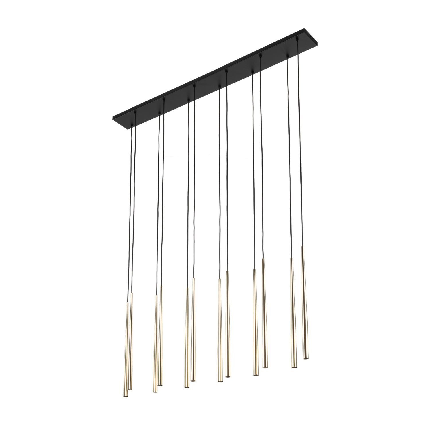 Licht-Erlebnisse Pendelleuchte PIANO, ohne Leuchtmittel, Metall G9 H: max. 140 cm in Schwarz Gold länglich Modern