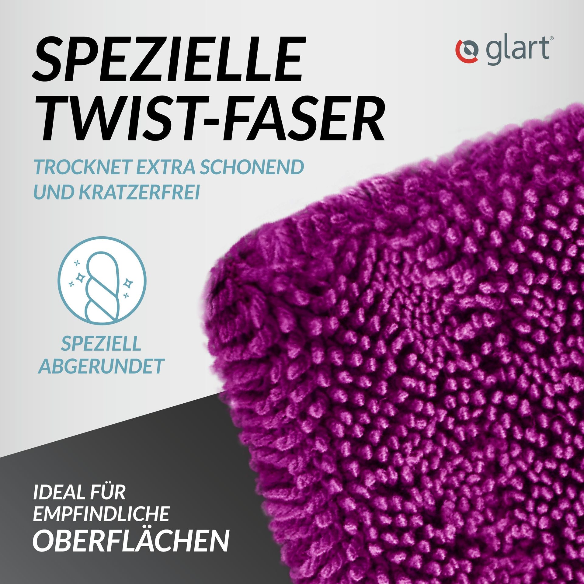 Glart 44TW6P Twist Auto Mikrofaser Trockentuch XXL 60x40cm extrem saugstark Mikrofasertuch (80% Polyester, 20% Nylon, 40x60 cm) – Bild 4 von 5