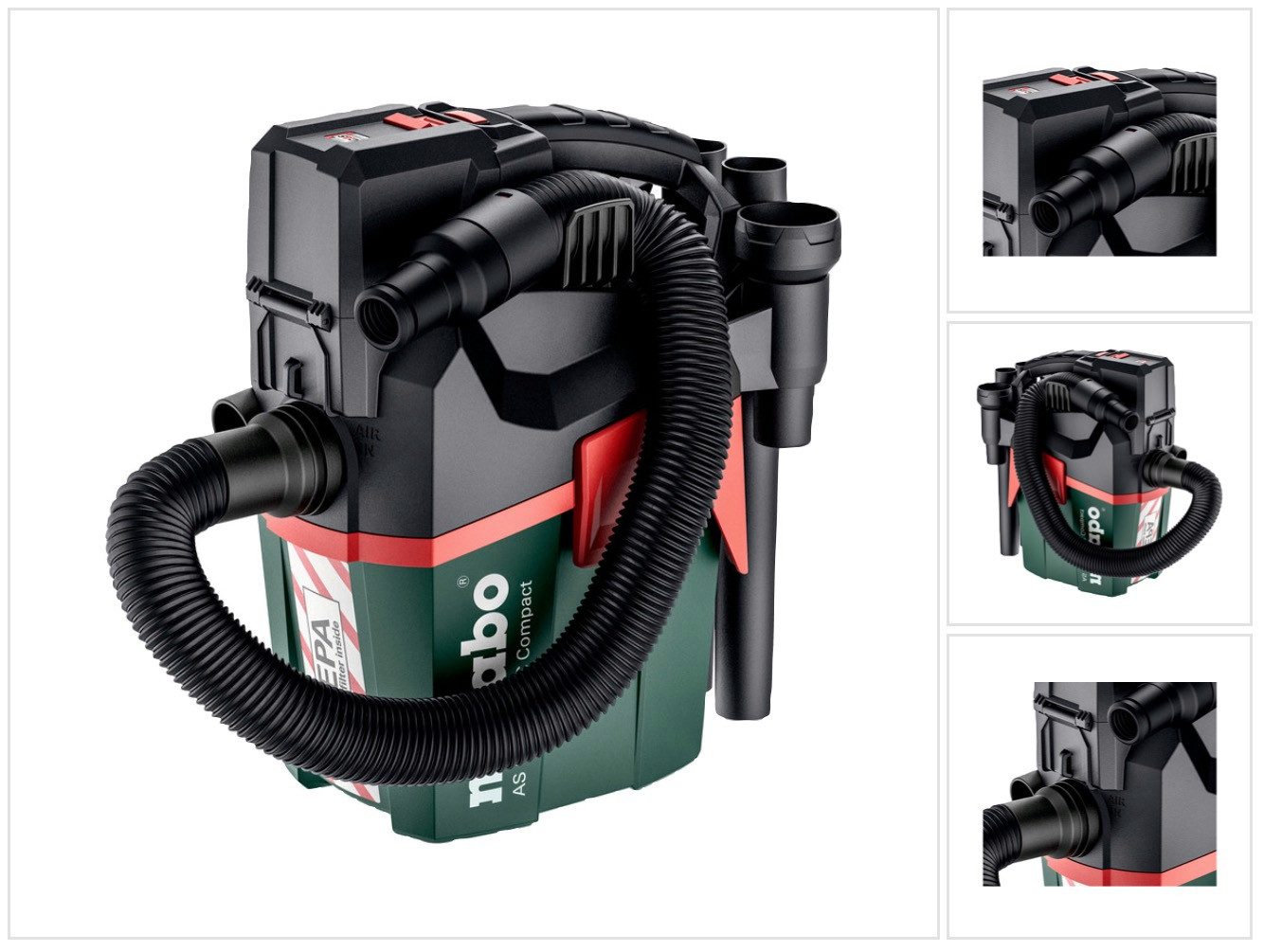 metabo Staubabsauger AS 18 HEPA PC Compact Akku Sauger 18 V 6 l (602029850) Solo Nass un