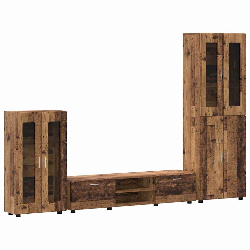 vidaXL Wohnzimmer-Set TV-Schrankset mit Schubladen FLORIN 3 pcs Altholz Holzwerkstoff, (3-St)