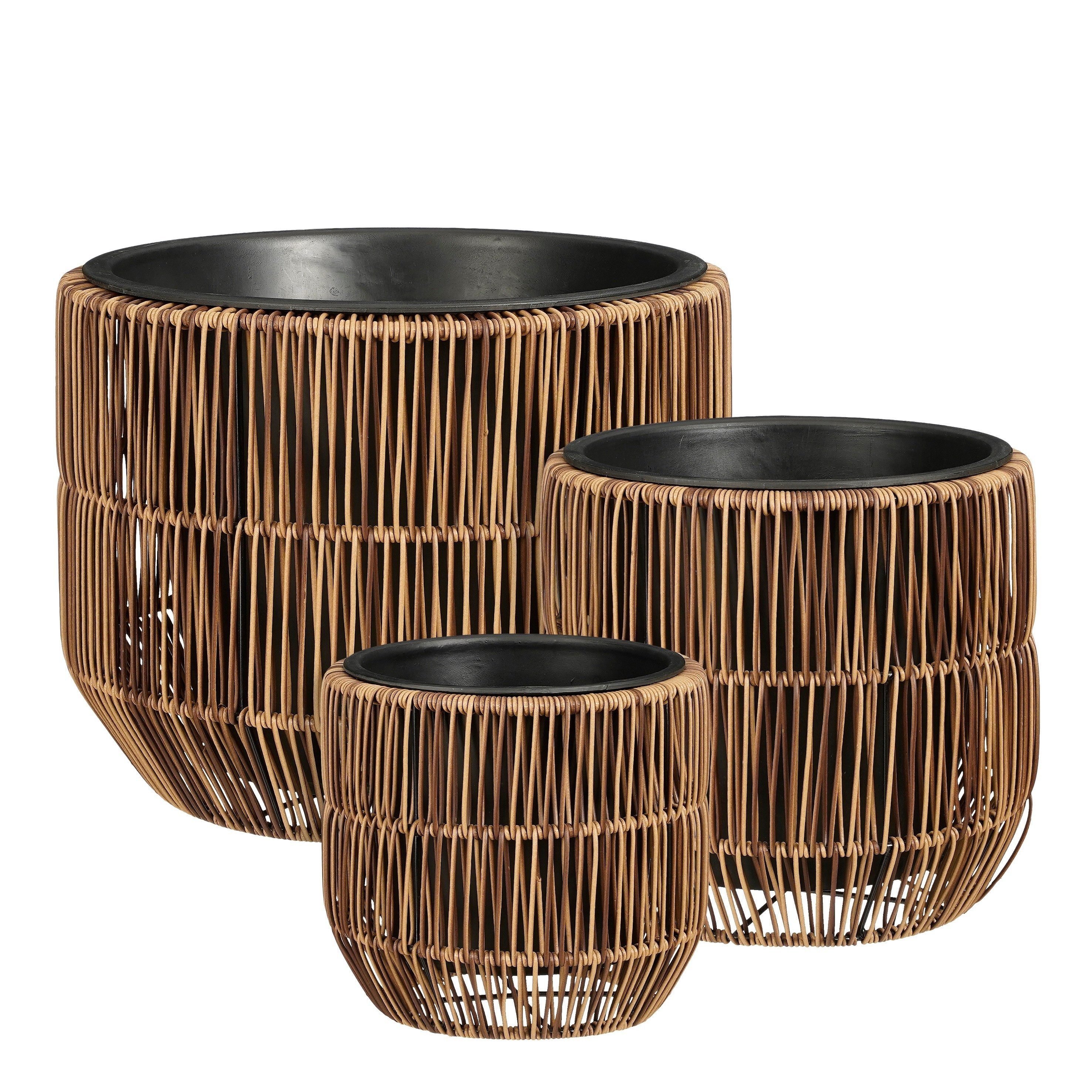 Mica Decorations Blumentopf Mica Decorations Peta Blumentopf – Set von 3 – Dunkelbraun