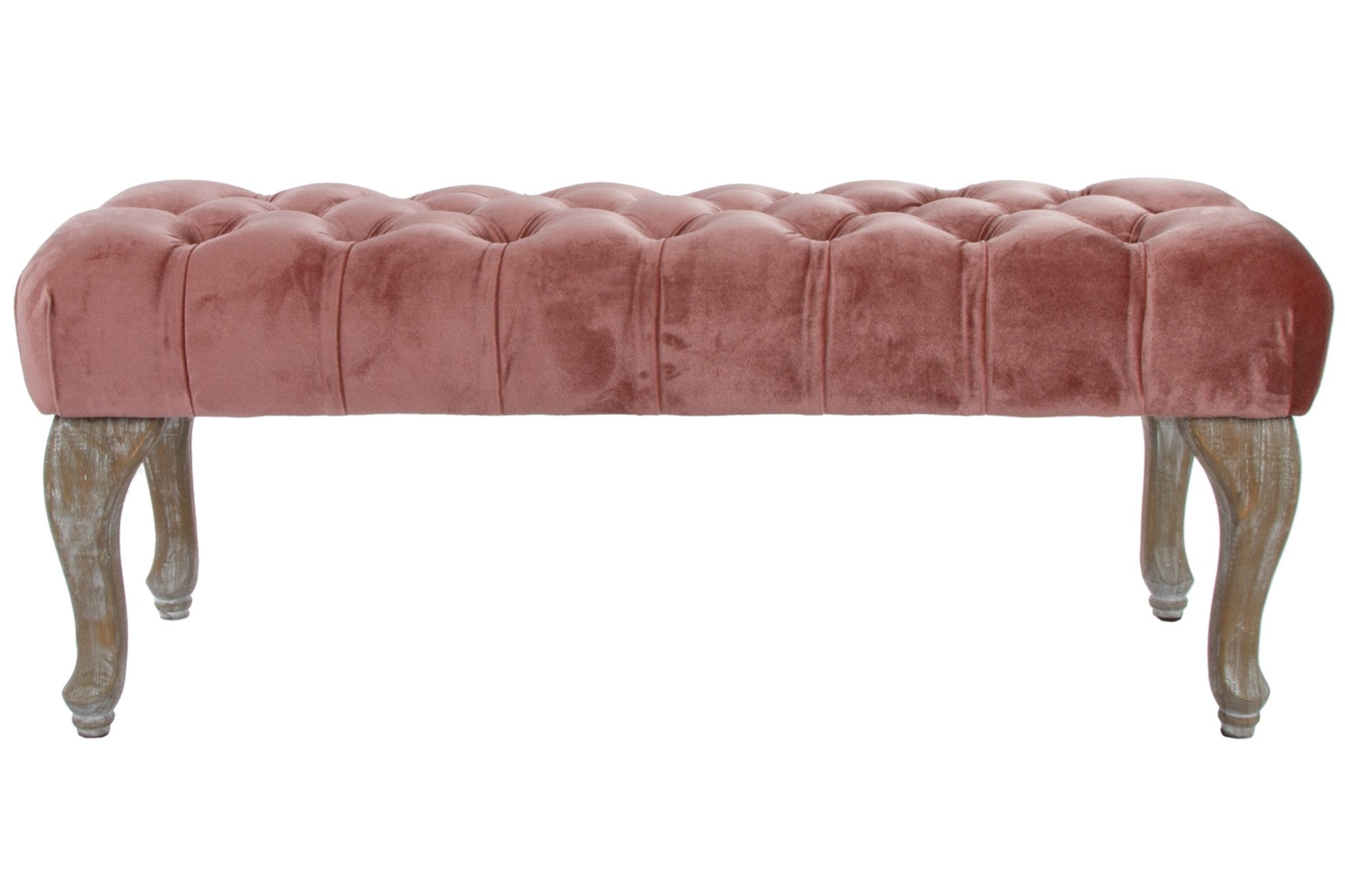 Wohnando Sitzbank Polsterbank "Ivy" Samt Bezug, Knopfhebung, Sitzhocker Schlafzimmer, 100x40x42 cm, Flur, Schminkbank, edles pink