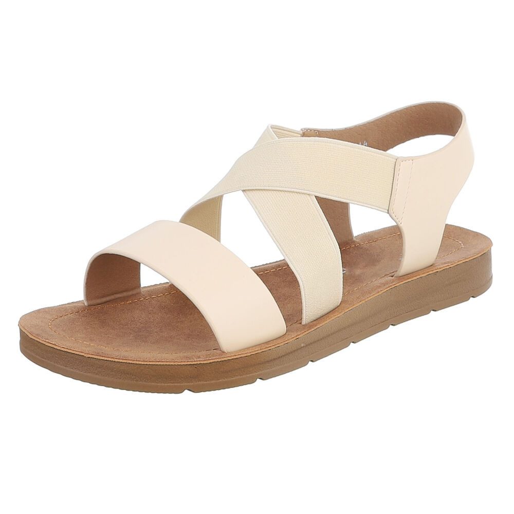 Ital-Design Damen Mokassins mit geflochtenem Detail und rutschfester Sohle Riemchensandalette (91117473) Flach Riemchensandalen in Hellgelb