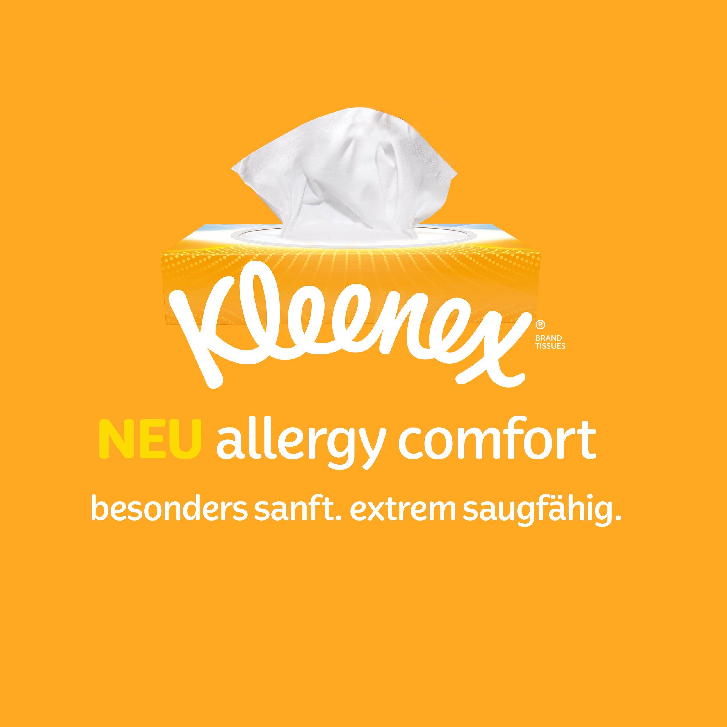 KLEENEX Papiertaschentücher Kosmetiktücher Allergy Comfort Taschentücher für Allergiker 12x56 Stk