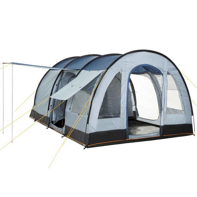CampFeuer Tunnelzelt Zelt TunnelX für 4 Personen, Grau / Blau, 5000 mm Wassersäule, Personen: 4