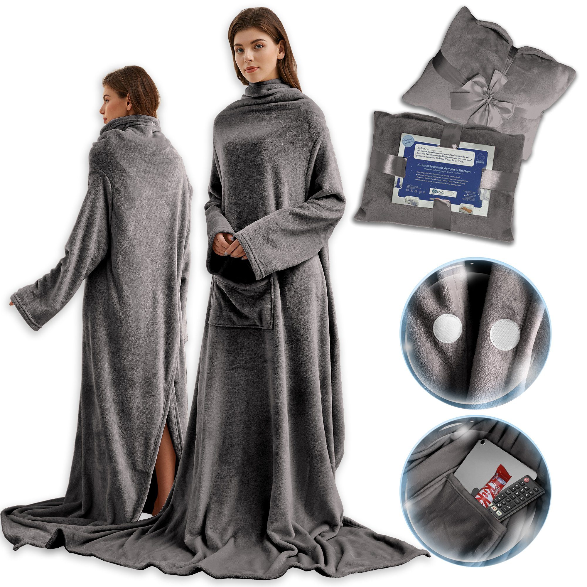 Wohndecke anziehbare Kuscheldecke mit Ärmeln, Geburtstagsgeschenk für Fraue günstig online kaufen