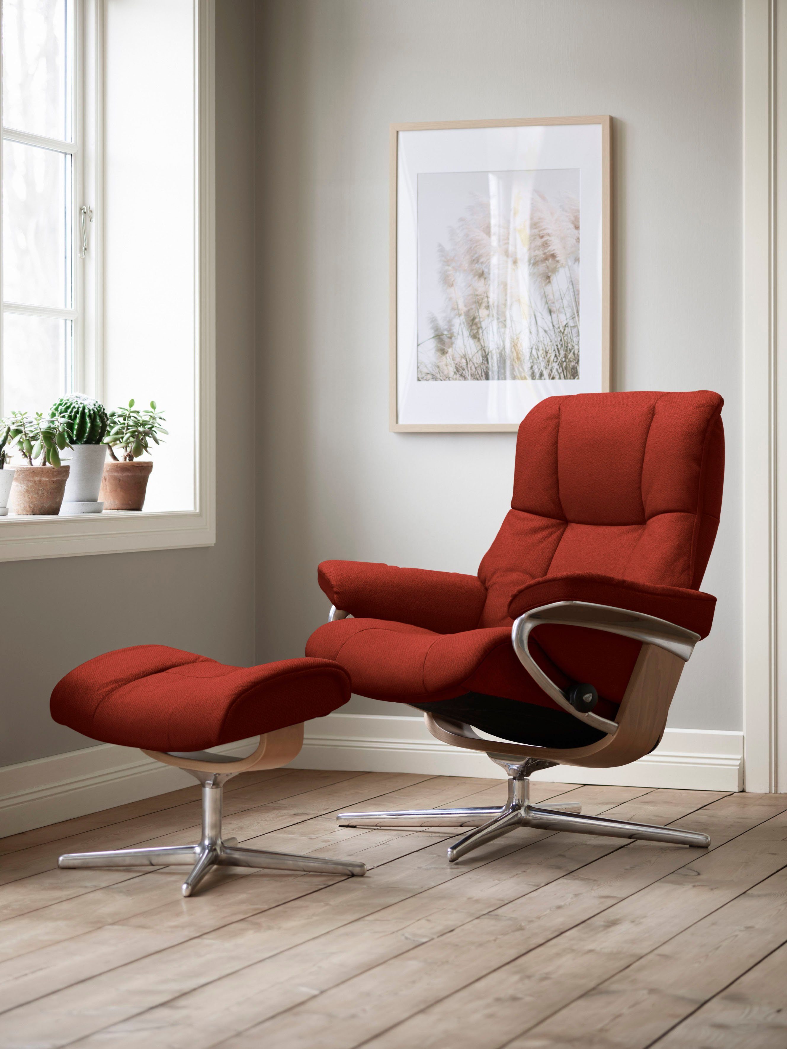 Hocker), mit mit Hocker, & Relaxsessel S, mit Größe M Cross Relaxsessel L, Stressless® Eiche Holzakzent Base, Mayfair (Set,