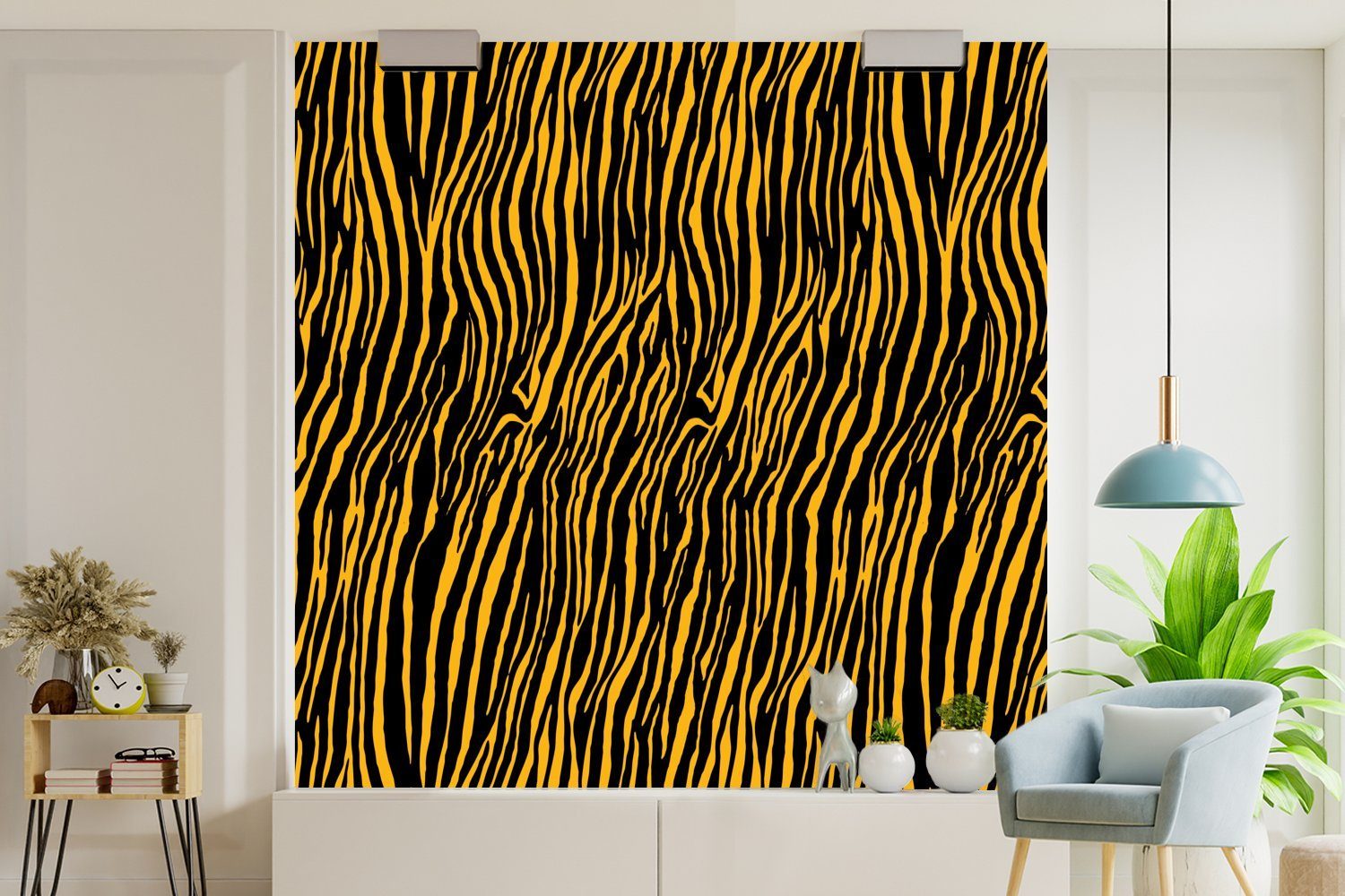Muster Tigerdruck Schlafzimmer, Tapete Matt, St), oder Wandtapete Fototapete - bedruckt, für (5 Orange, MuchoWow Wohnzimmer Vinyl -