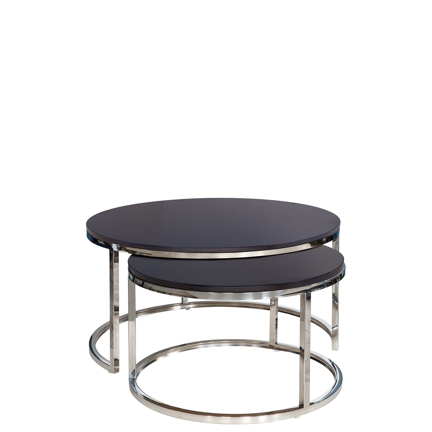 Couchtisch MINOU Couchtisch 2er Set - H.42cm x D.80cm - espresso - Edelstahl