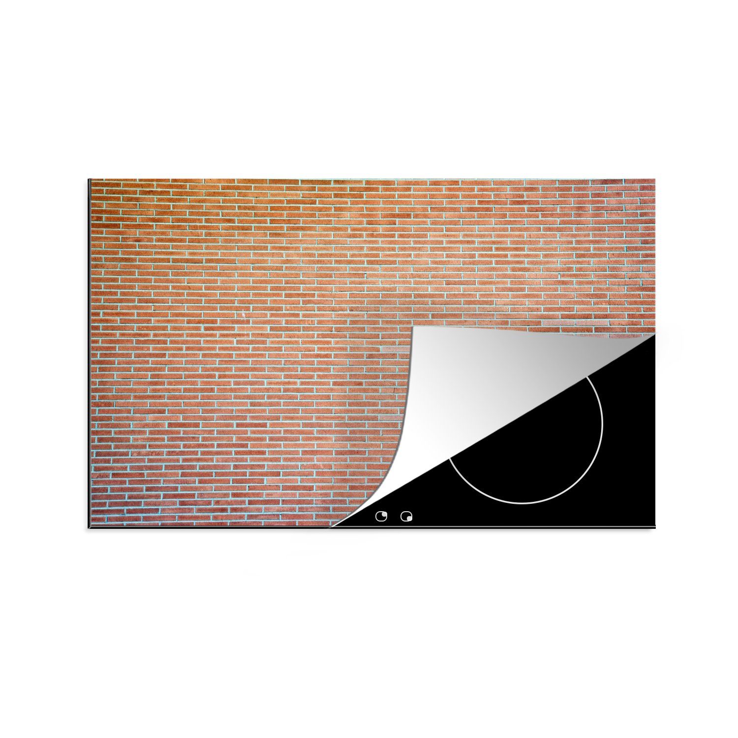 MuchoWow Herdblende-/Abdeckplatte Backstein - Braun - Wand, Vinyl, (1 tlg), 81x52 cm, Induktionskochfeld Schutz für die küche, Ceranfeldabdeckung
