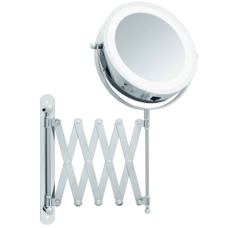 Libaro Kosmetikspiegel »Melfi«, LED Vergrößerungsspiegel 1- und 5-fach Scherenspiegel schwenkbar Wandmontage