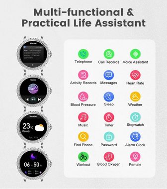 Lige Smartwatch, Damen Mit Telefonfunktion Wasserdicht Smart Watch Frauen iOS Android