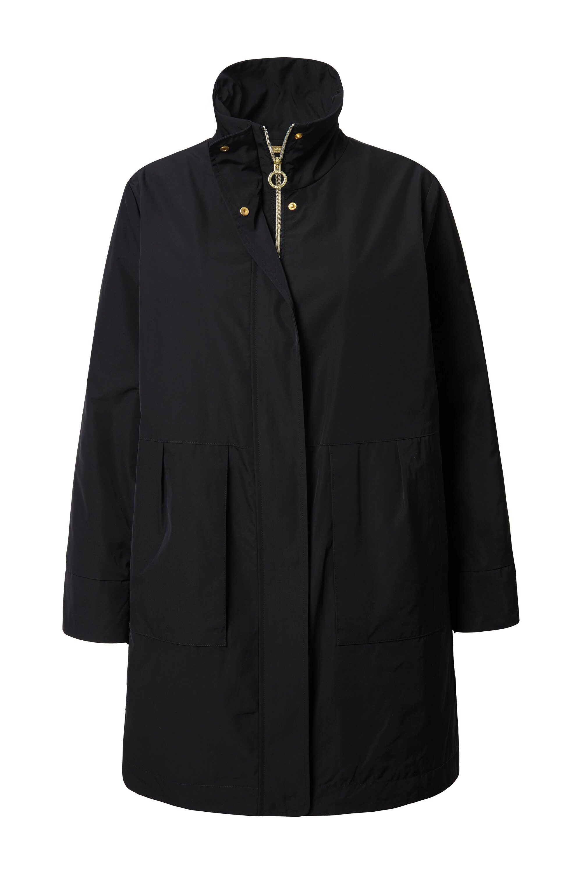 Ulla Popken Outdoorjacke Jacke Zierfalten A-Linie Stehkragen Langarm günstig online kaufen