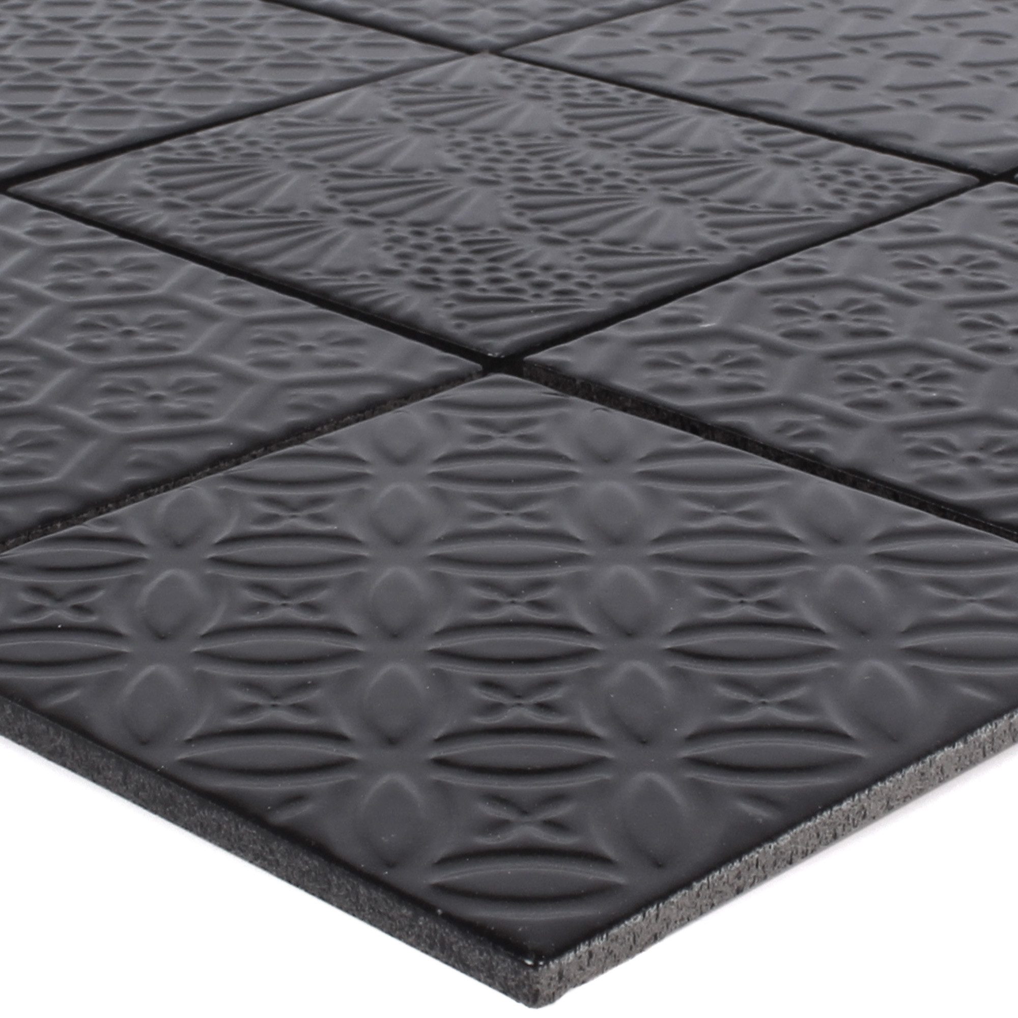 Mosafil Mosaikfliesen Mosaikfliesen Keramik Istria, Keramik 29.800x29.800, schwarz, Verlegefertig auf ein Netz geklebt - Frostsicher - Wasserfest