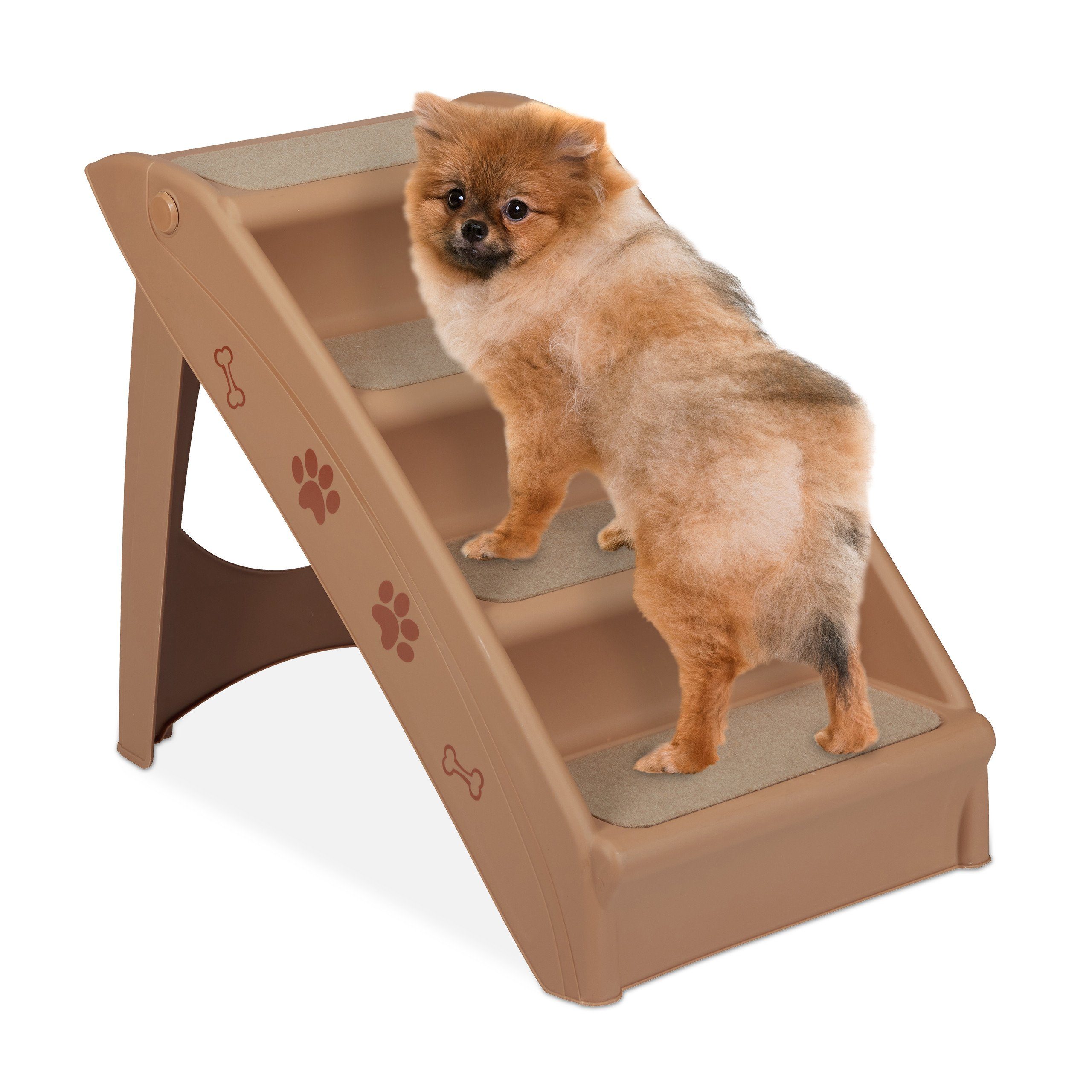 relaxdays Haustiertreppe Hundetreppe 4 Stufen, Beige günstig online kaufen