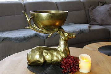 Arnusa Dekoschale Hirsch in Gold 40x25x36 cm edle Schale Servierschale Schüssel, 4,5 kg Metall Dekofigur