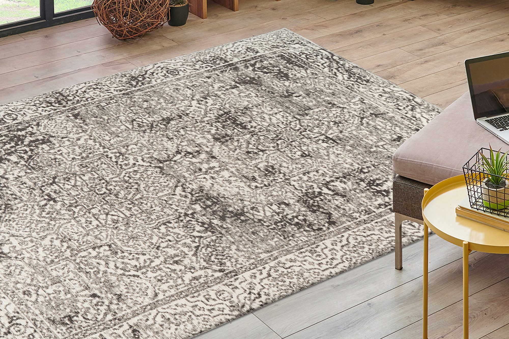 Kayoom Teppich Davis 225, rechteckig, Höhe: 12 mm, edles Design, pflegeleicht, neutrale Farben