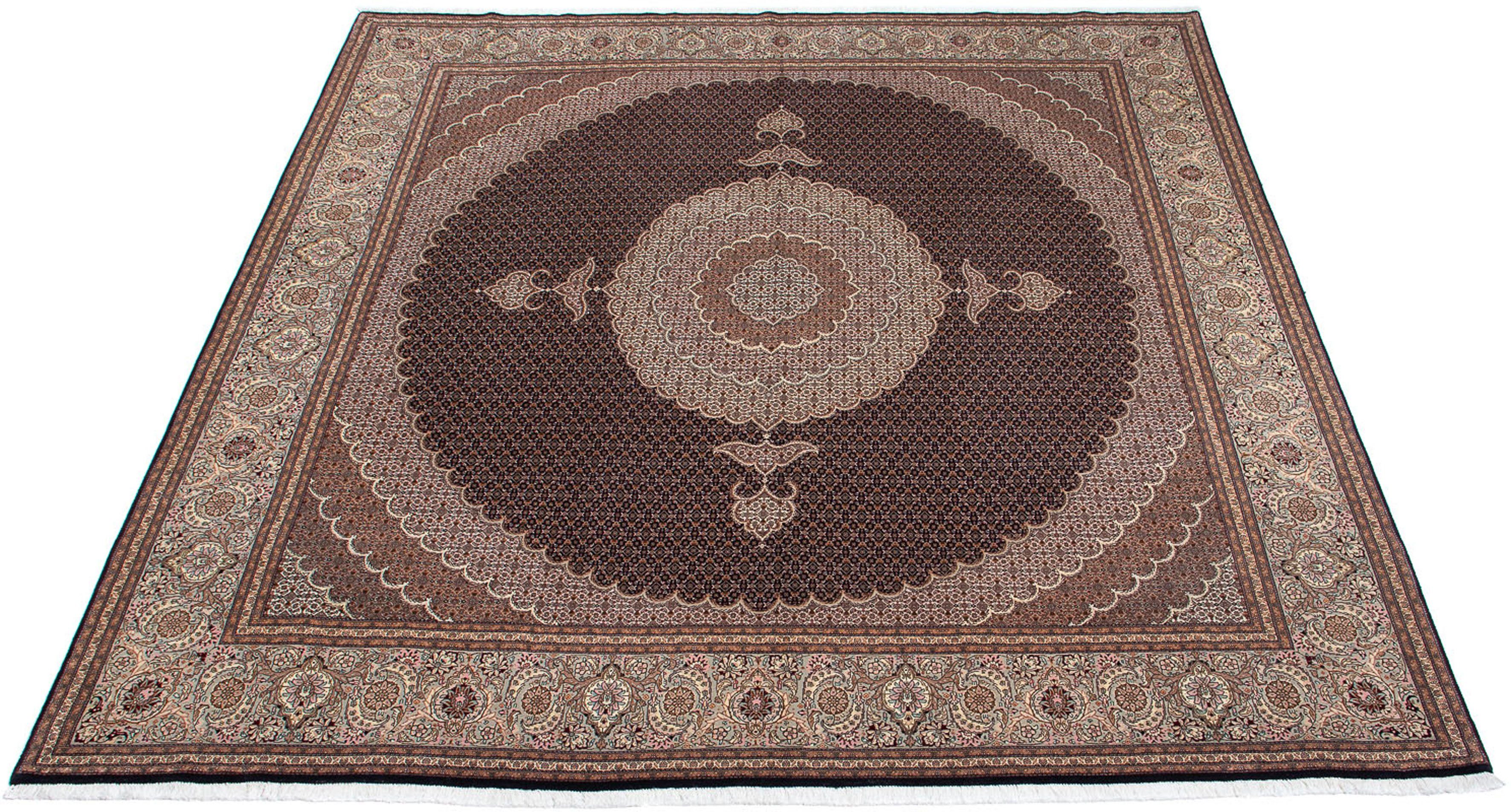 Orientteppich Perser - Täbriz - 315 x 298 cm - dunkelbraun, morgenland, quadratisch, Höhe: 10 mm, Wohnzimmer, Handgeknüpft, Einzelstück mit Zertifikat