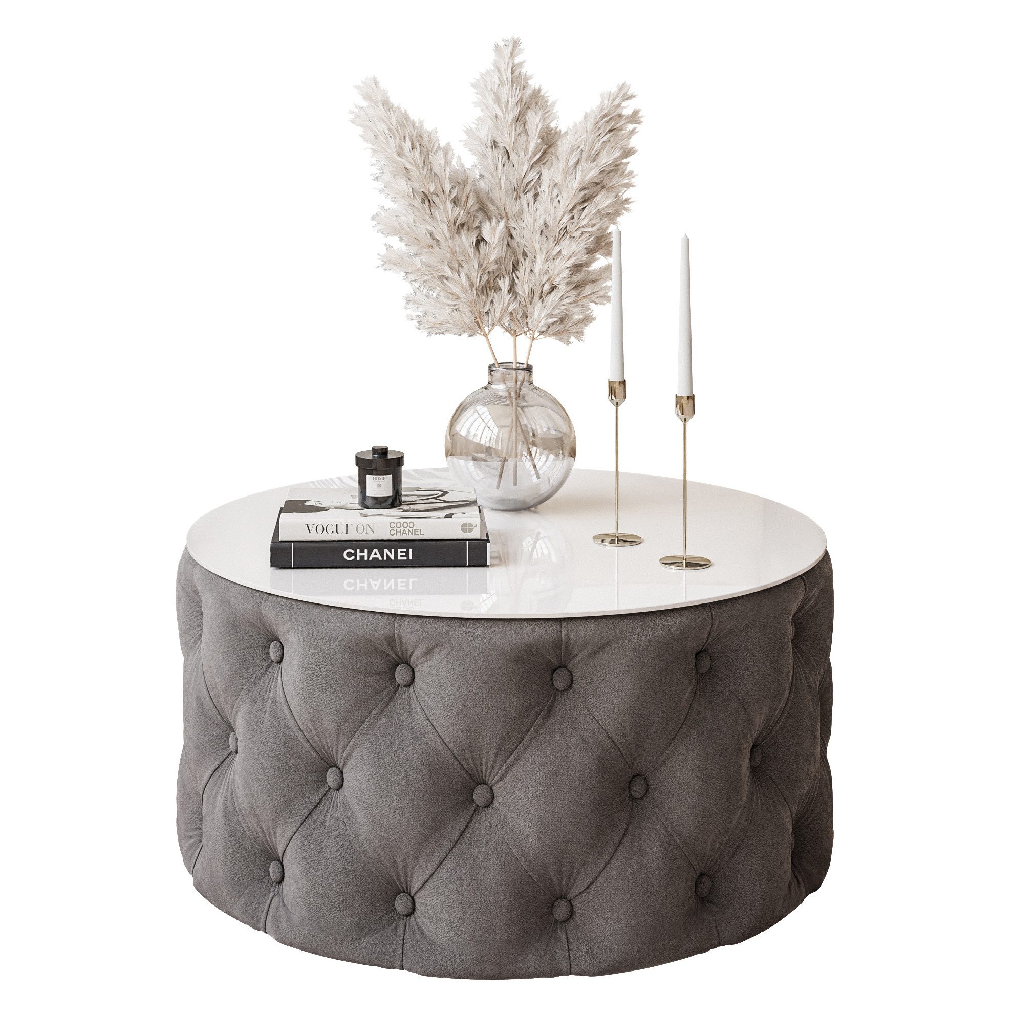 Lookway Couchtisch CHESTERFIELD 70 cm runder gepolsterter couchtisch günstig online kaufen