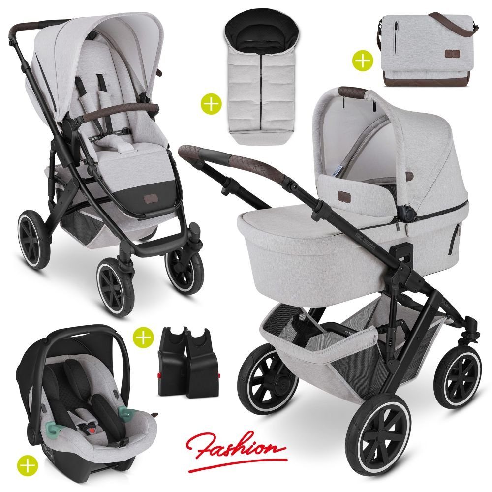 ABC Design Kombi-Kinderwagen Salsa 4 Air - 3in1 Set - Fashion Edition -  Mineral, Kinderwagen Buggy mit Babyschale, Babywanne, Sportsitz,  Wickeltasche