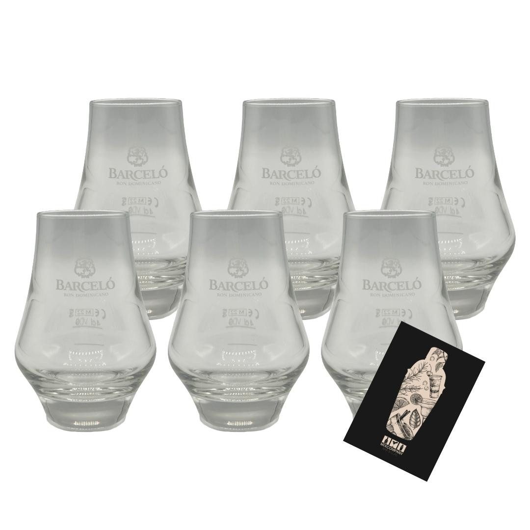 Glas Barceló Rumglas Set 6 Gläser, geeicht auf 4 cl – 6 x Ron Dominica
