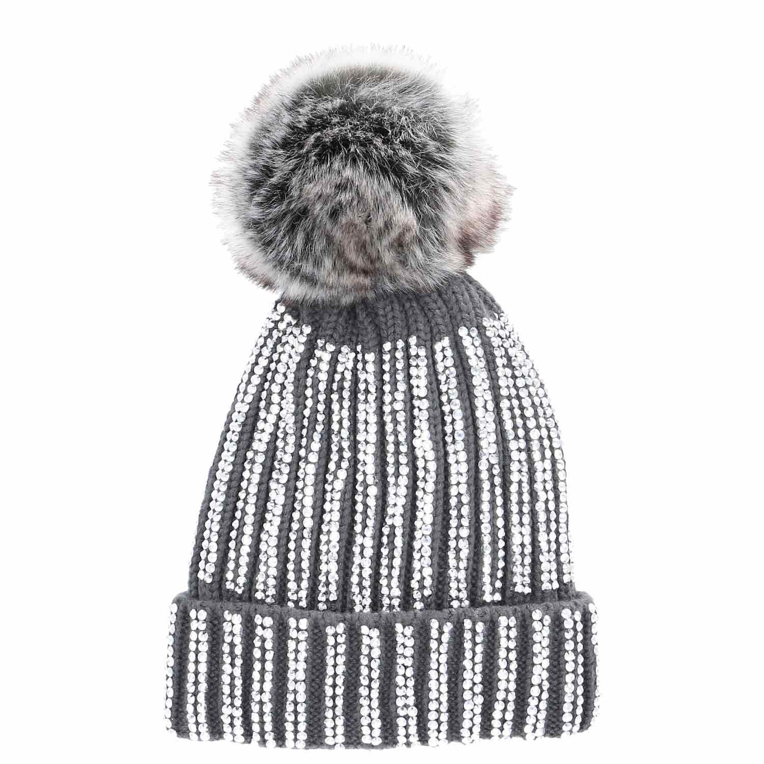 Antonio Strickmütze Antonio Strick Mütze Beanie mit Bommel und Pailletten d günstig online kaufen