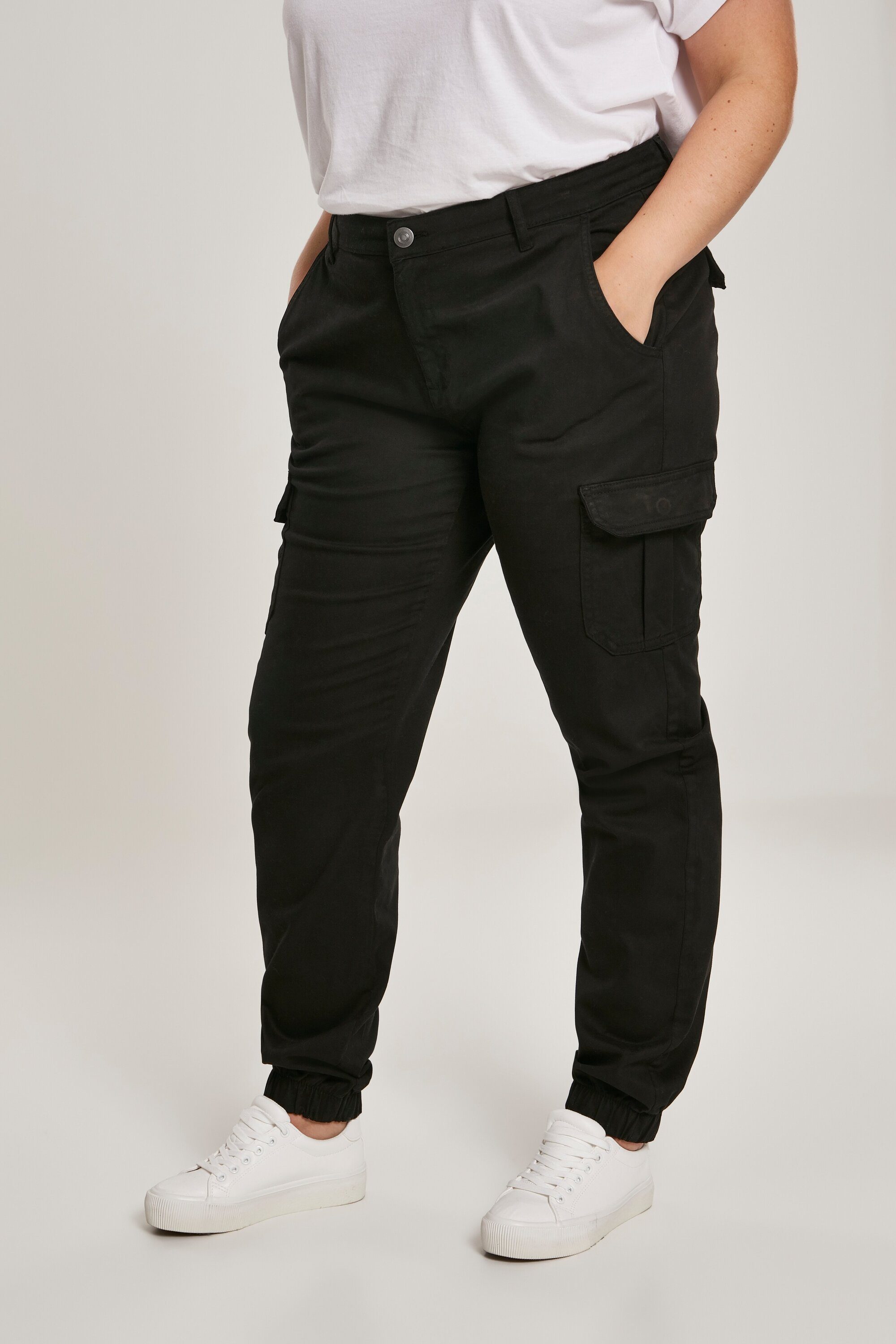 CLASSICS Ladies Damen Cargohose (1-tlg) Pants Waist URBAN black Cargo High