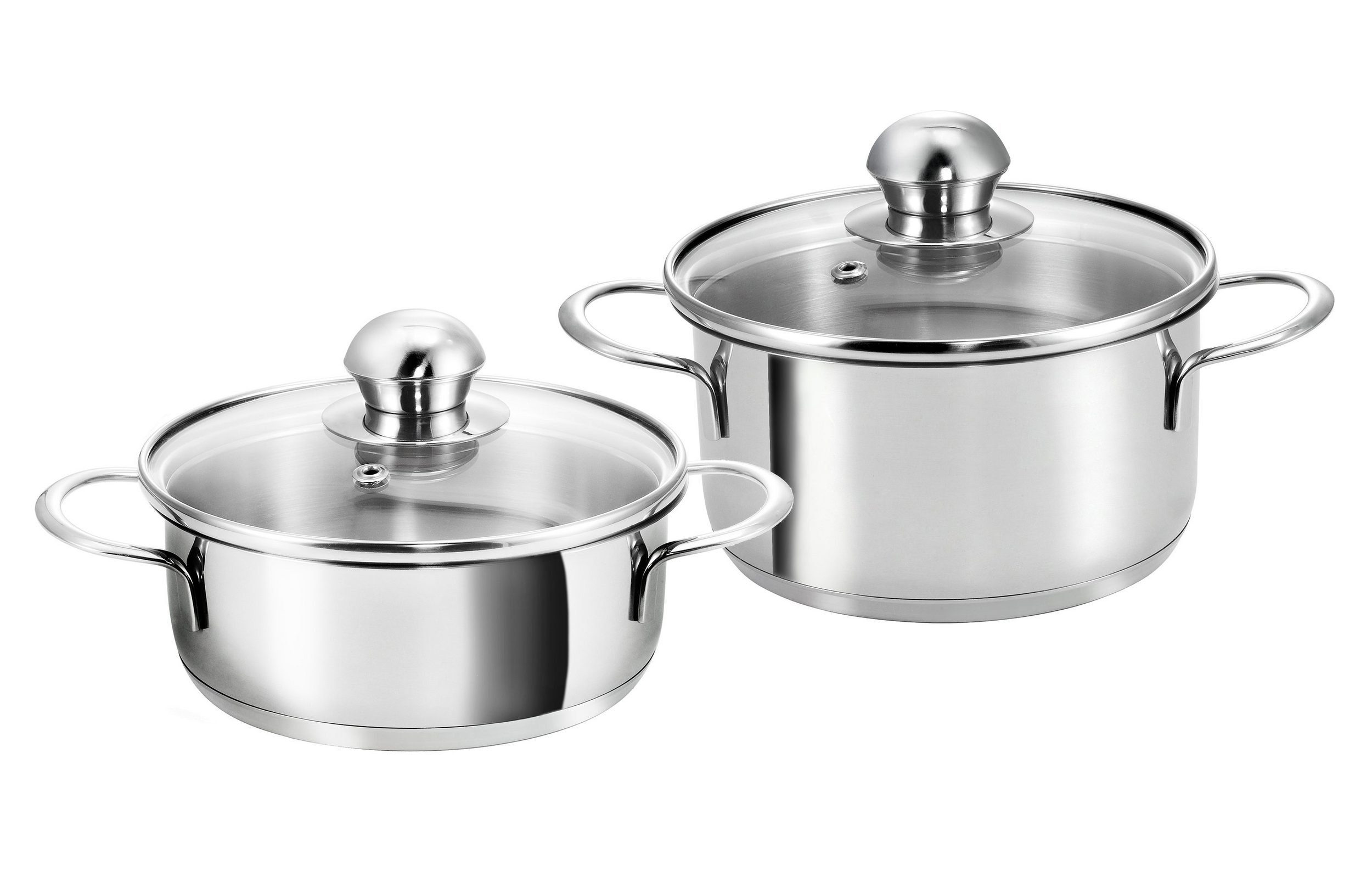 Kopf Topf-Set Parvus 2-teilig, Edelstahl (2-tlg), Kleine Кастрюли, Kochtopfset, 14 + 14 cm, inkl. Deckel, Induktion