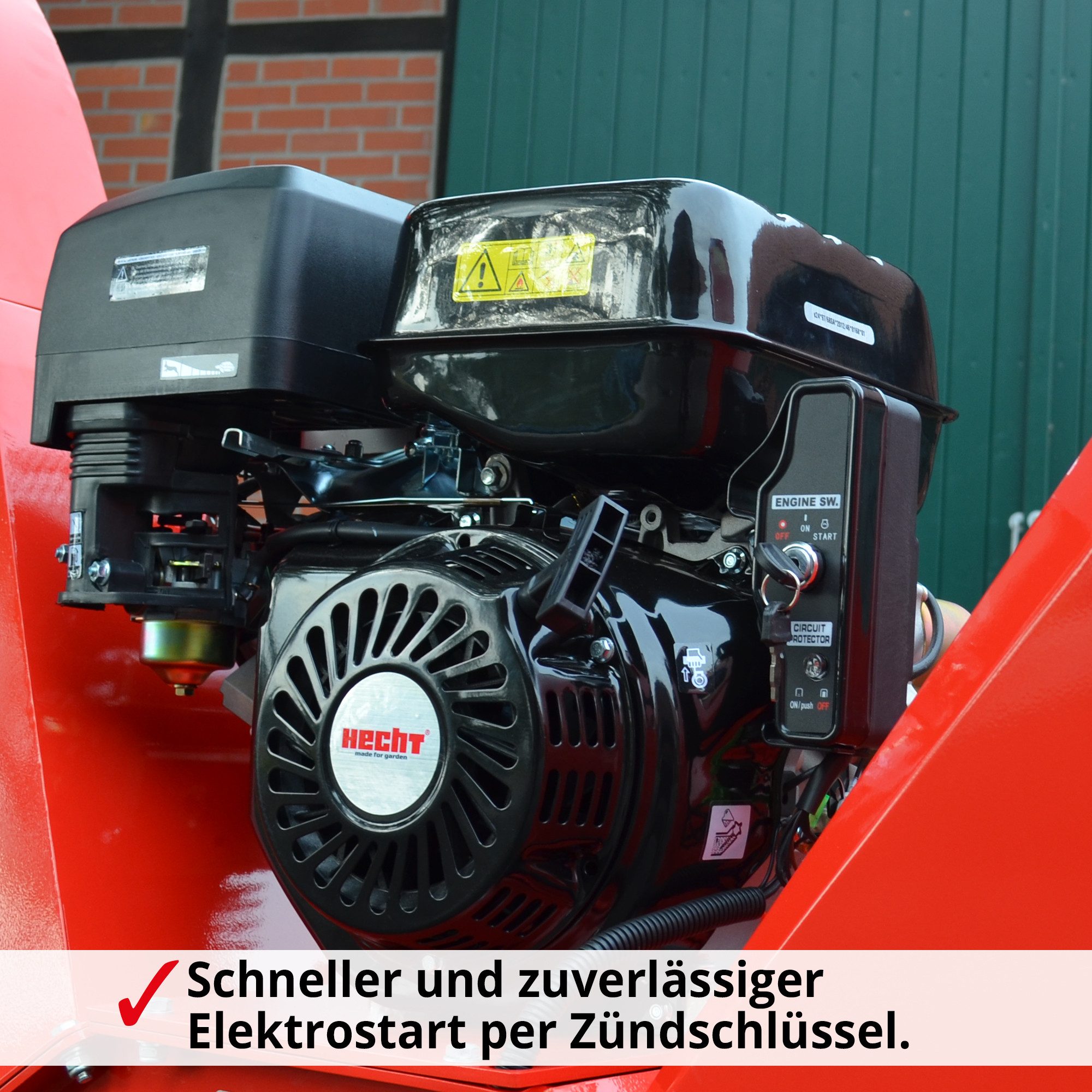 Hecht Messerhäcksler Gartenhäcksler Benzin 6642 Anhängerkupplung Holz Schredder Häcksler, 15 PS, Elektrostart, Messerwalze mit 2 Messern – Bild 5 von 5