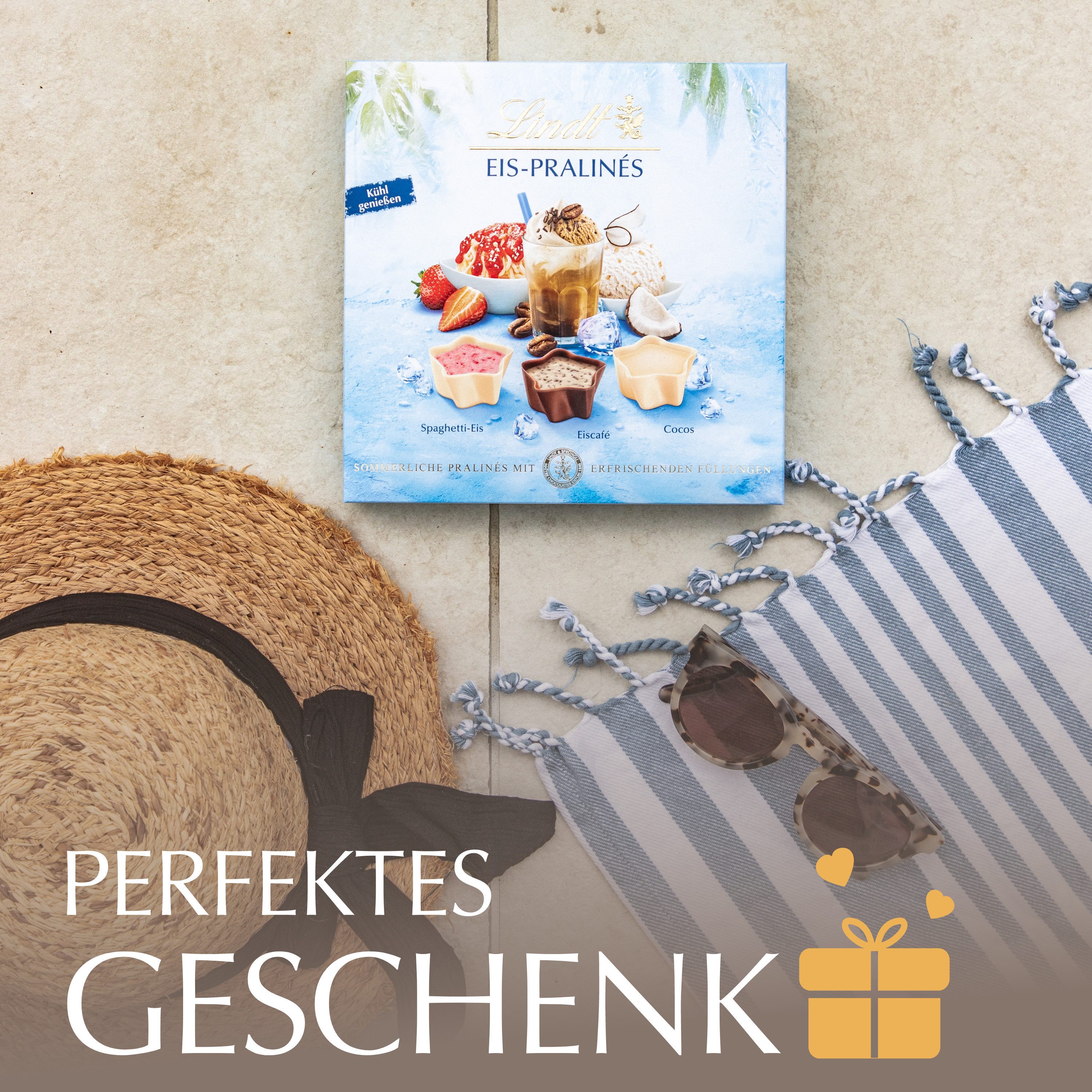 LINDT Schokolade 148g Eis Pralines Schachtel Sommer Schokolade Pralinen Geschenk Vorrat, 1 x 148 g, 1 St.