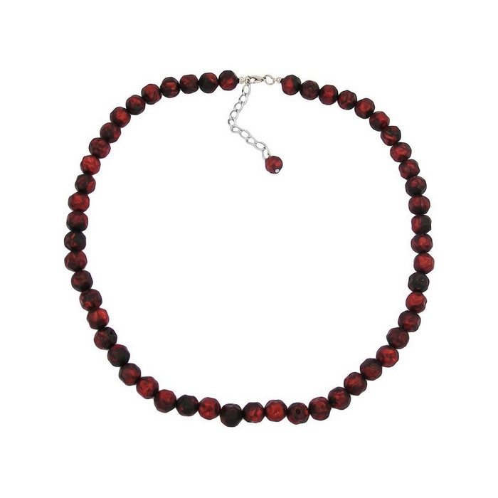Gallay Perlenkette 10mm Kunststoffperlen Barockperlen rot-schwarz-marmoriert 50cm