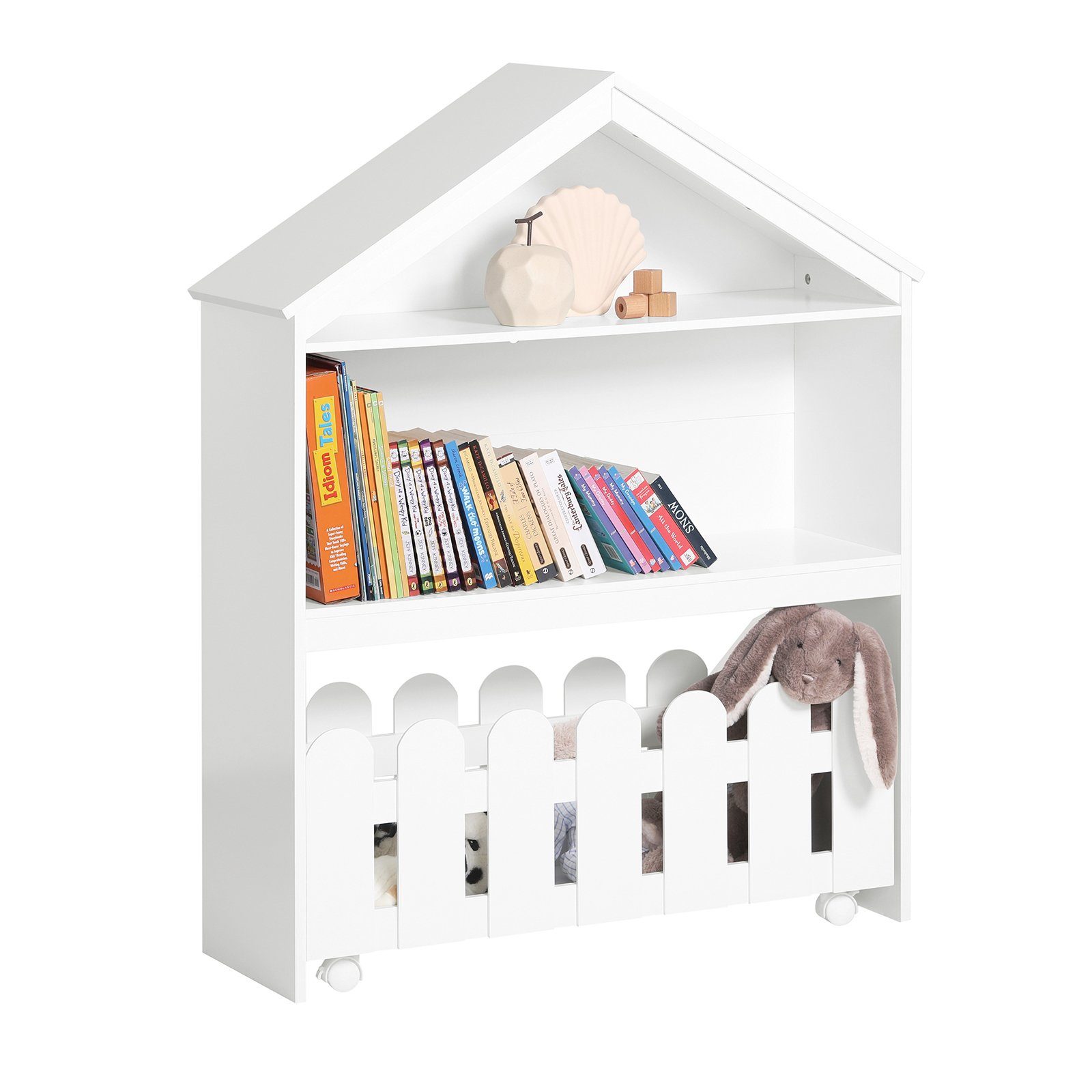 SoBuy Kinderregal Bücherregal KMB52, Set mit Spielzeugregal Rollen Aufbewahrungsregal 2-teilig