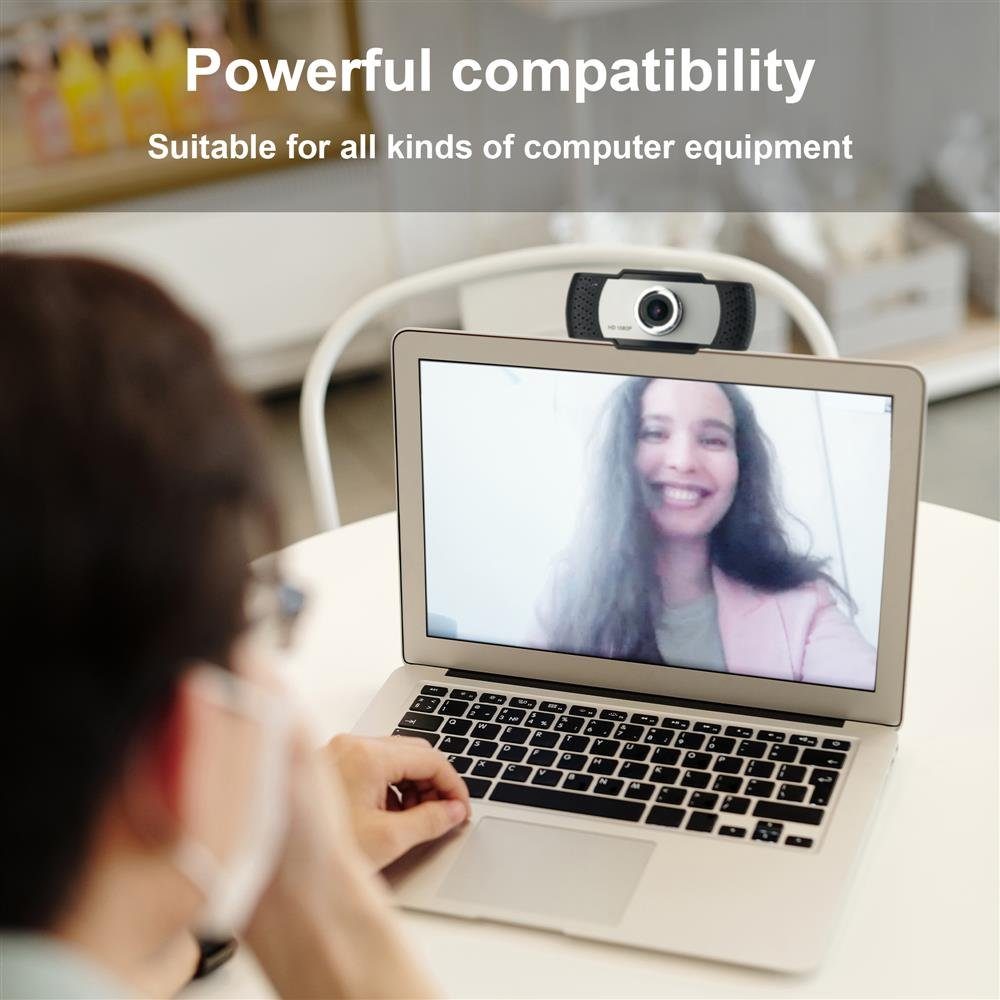 Cadorabo Webcam 1080P Webcam (Webcam 2.0 mit Mit 1080P Clip) Webkamera drehbarem Mikrofon USB 
