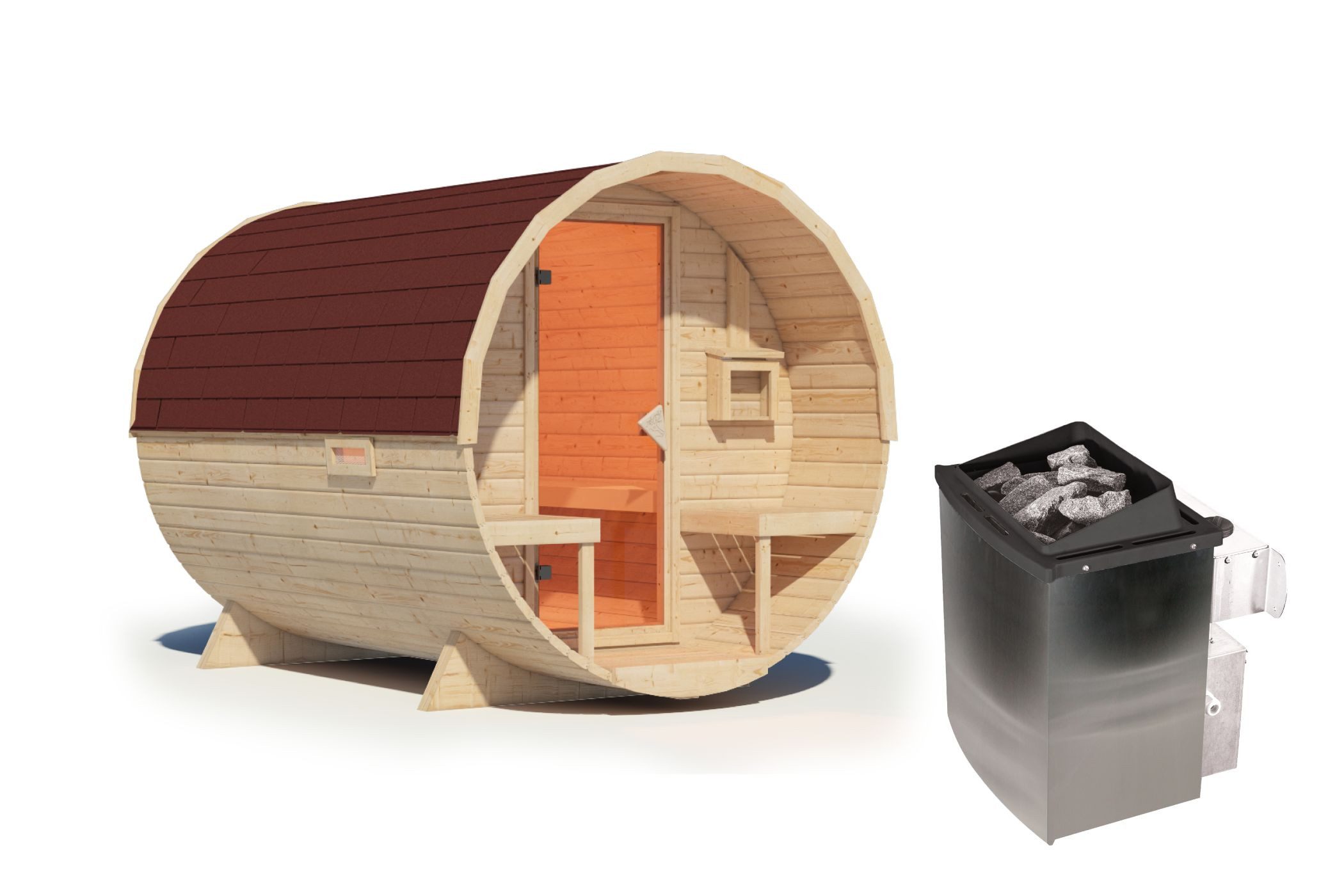 Karibu Saunahaus Fasssauna 38mm Saunaofen 9kW eingebaute Steuerung inkl. Da günstig online kaufen